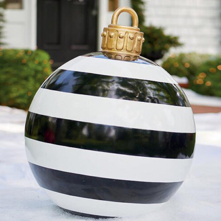 Black and white striped 60cm inflatable Christmas ornament ball