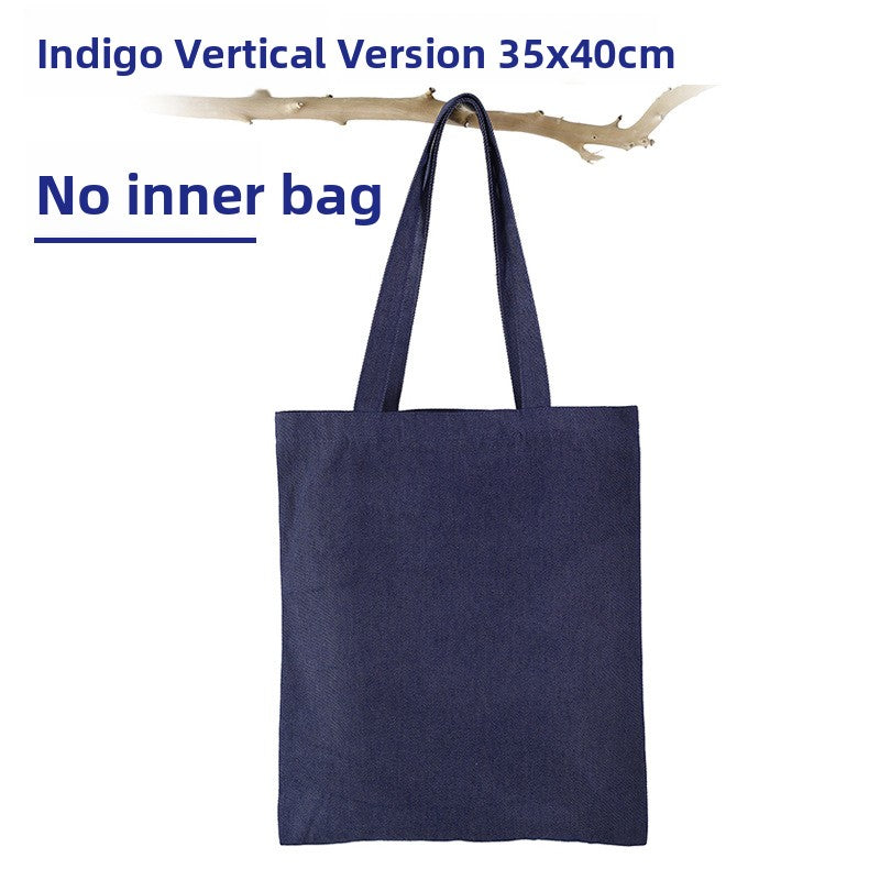 Denim and Canvas Shoulder Handheld Shopping Bag