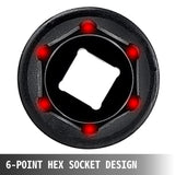 19-piece SAE impact socket set with 6-point hex sockets