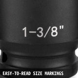 19-piece SAE impact socket set with 6-point hex sockets