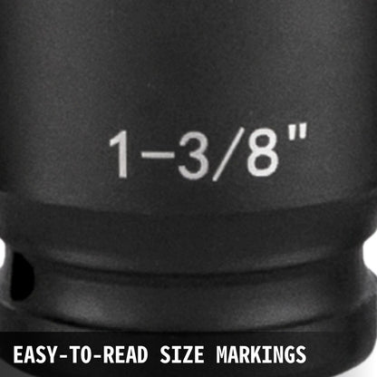 19-piece SAE impact socket set with 6-point hex sockets
