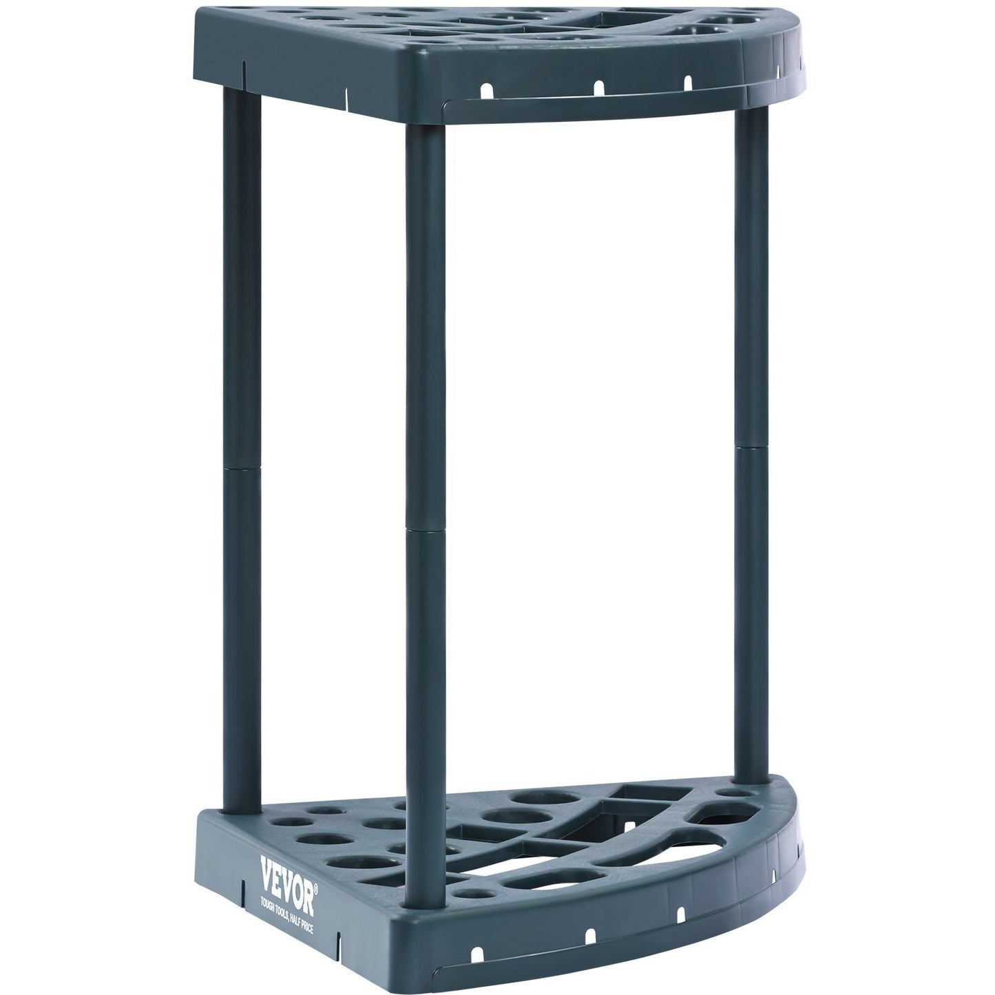 19-slot garden tool organizer tower holding rakes and shovels