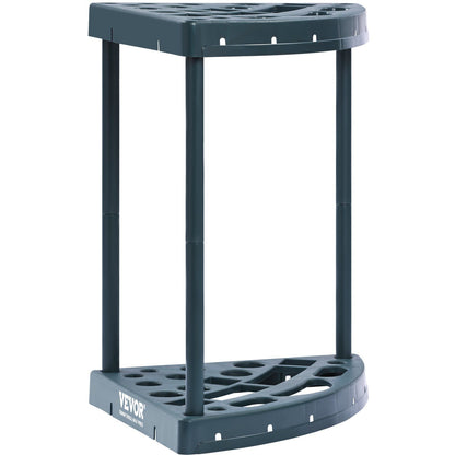 19-slot garden tool organizer tower holding rakes and shovels