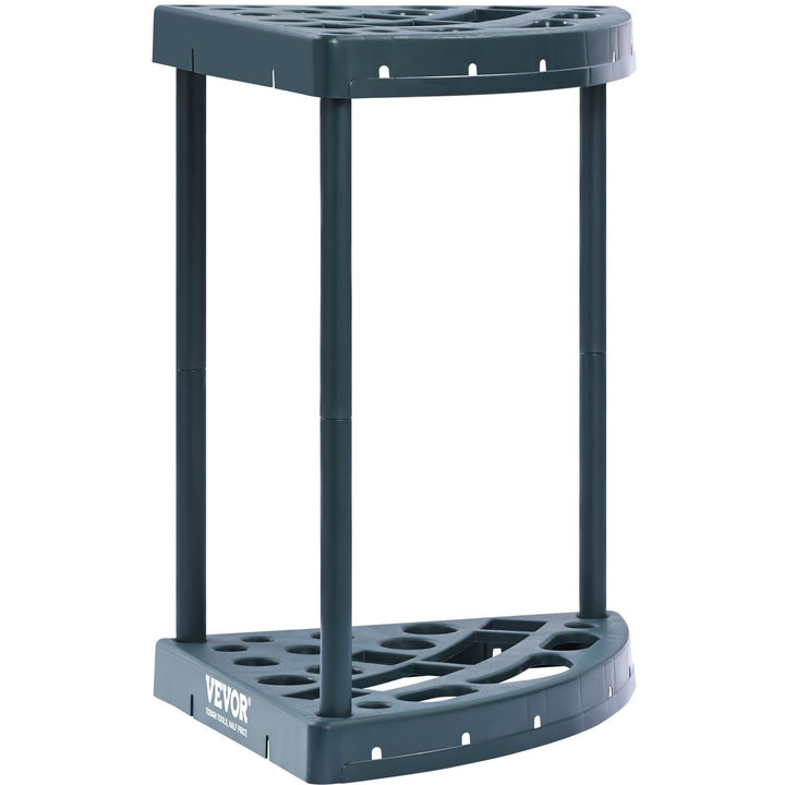 19-slot garden tool organizer tower holding rakes and shovels