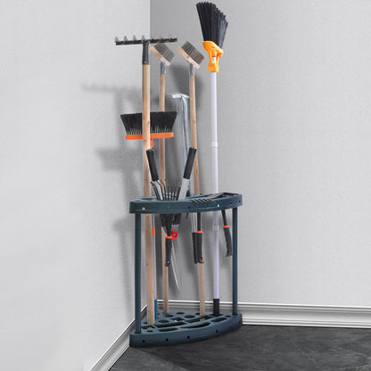 19-slot yard tool rack organizing garden equipment