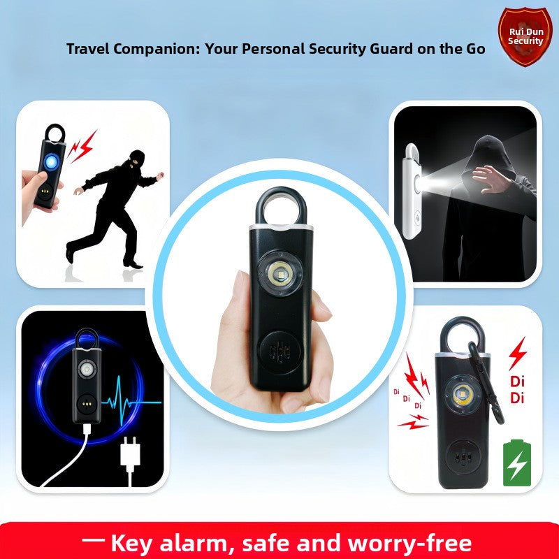 Rechargeable Personal Alarm Keychain with LED Light