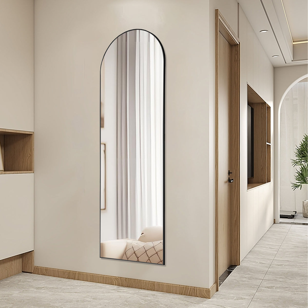 Floor Standing Wall Mirror with Aluminum Alloy Frame