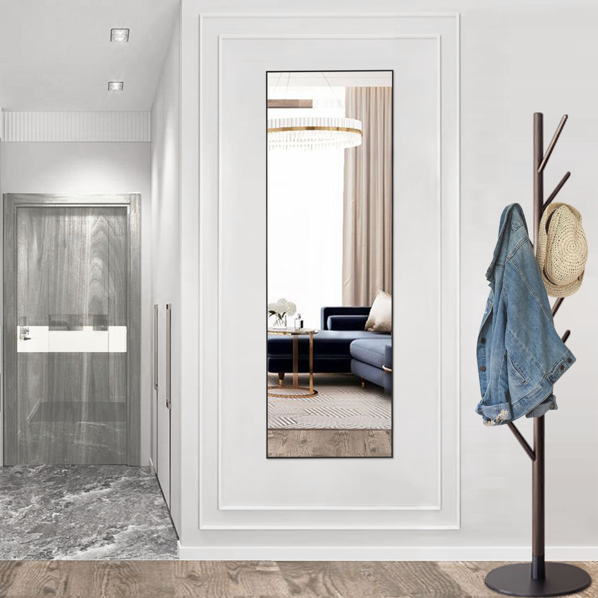 Floor Standing Wall Mirror with Aluminum Alloy Frame