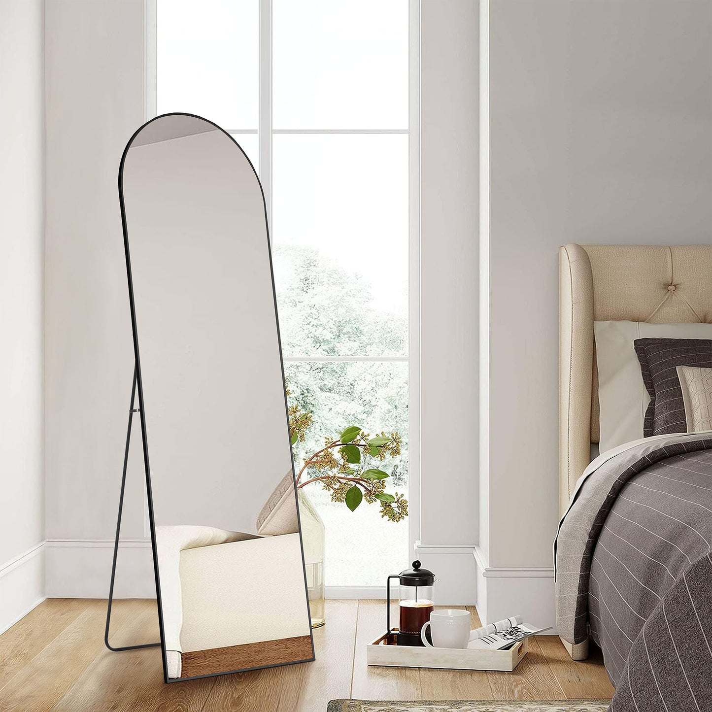 Floor Standing Wall Mirror with Aluminum Alloy Frame