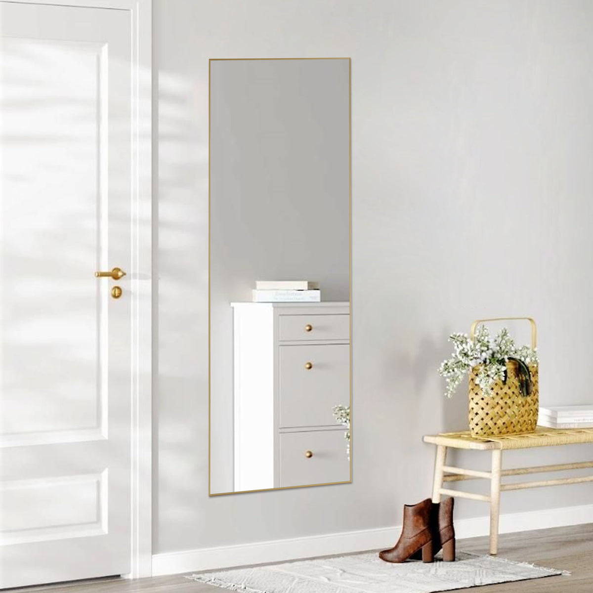 Floor Standing Wall Mirror with Aluminum Alloy Frame