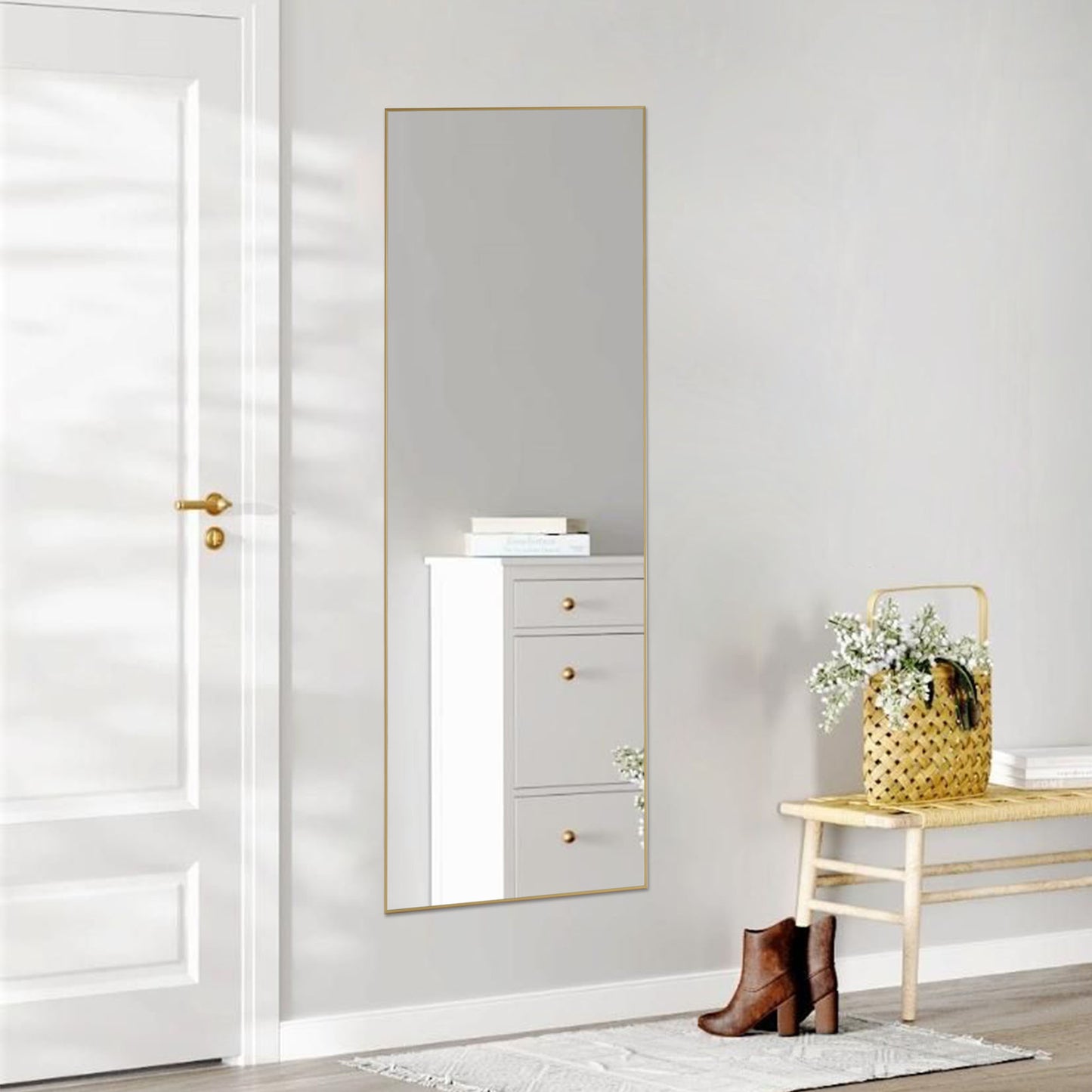 Floor Standing Wall Mirror with Aluminum Alloy Frame