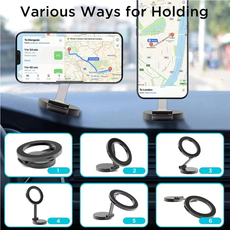 Magnetic car phone mount base and hinge detail