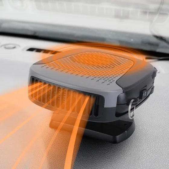 Car heater blowing warm air on a windshield