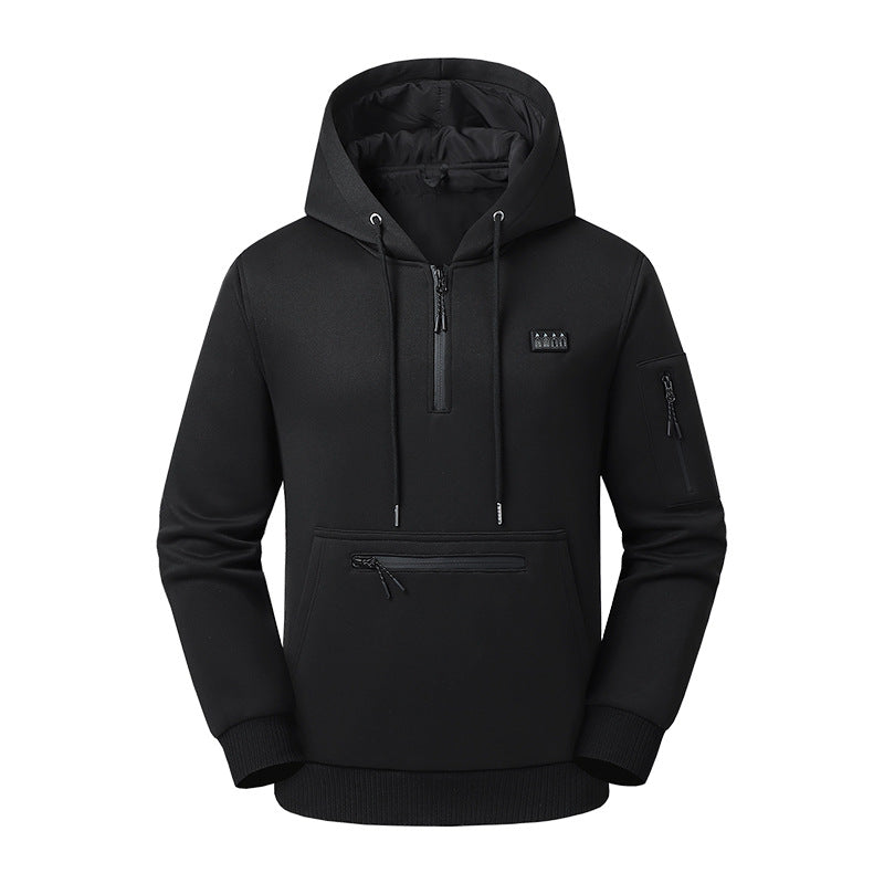 Men's Smart Heated Hooded Sweatshirt, 26-Zone USB Electric Warming Pullover with Power Bank Support, Winter Thickened Sports Jacket