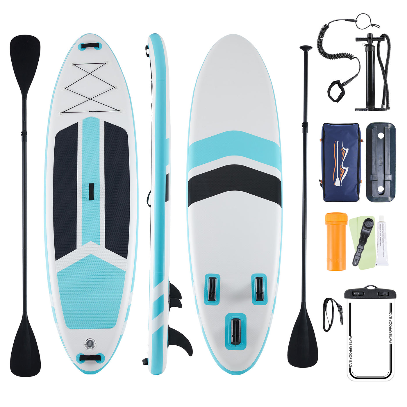 Inflatable paddle board on the water