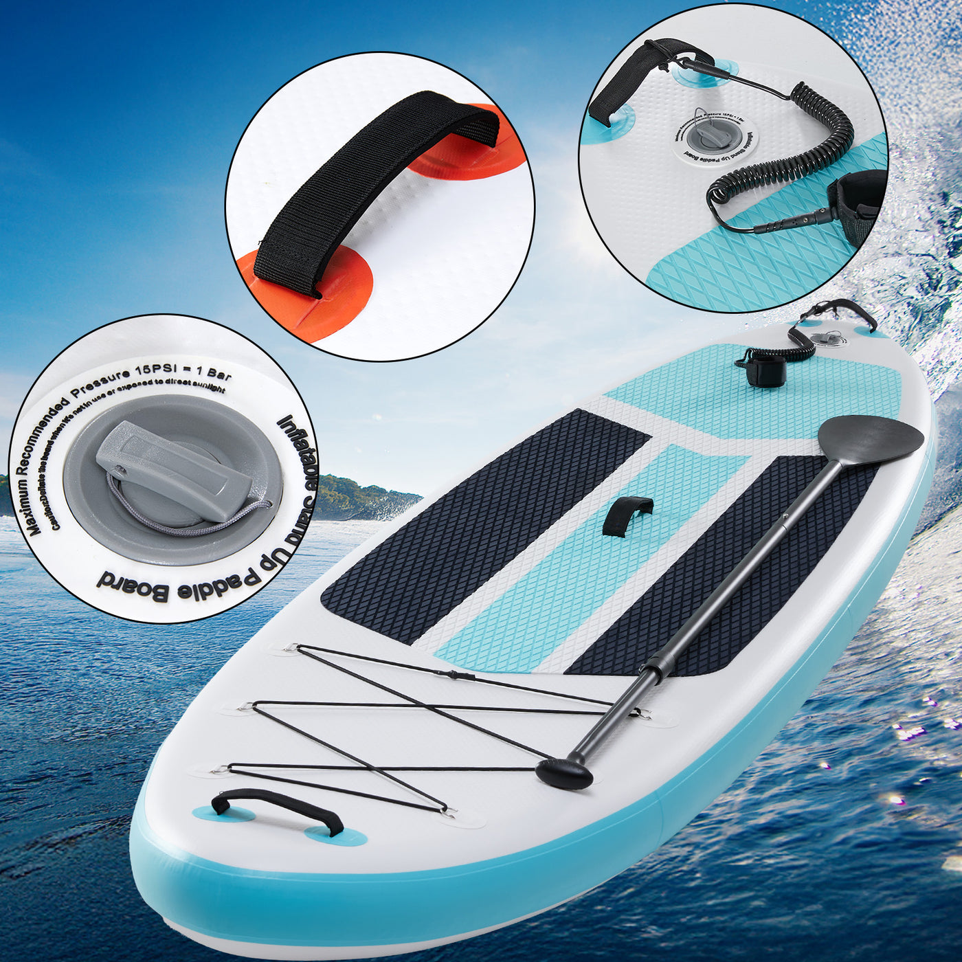 Paddle board rolled and packed in carry bag