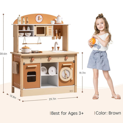 Robud Large Wooden Kids Kitchen Playset with Accessories