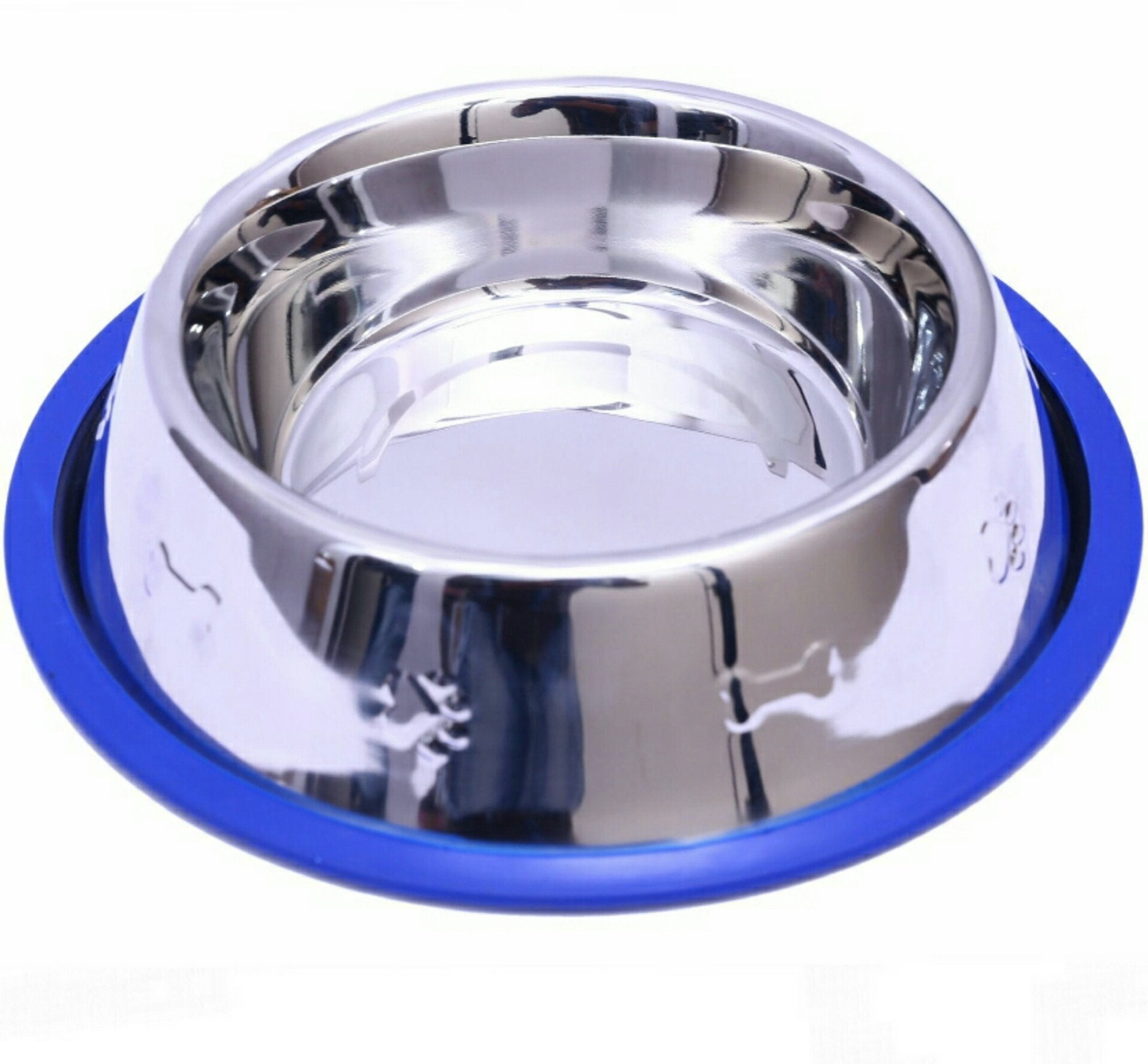 Mr. Peanut's Etched Stainless Steel Dog Bowls with Silicone Base