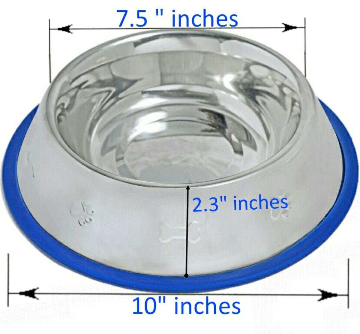 Mr. Peanut's Etched Stainless Steel Dog Bowls with Silicone Base