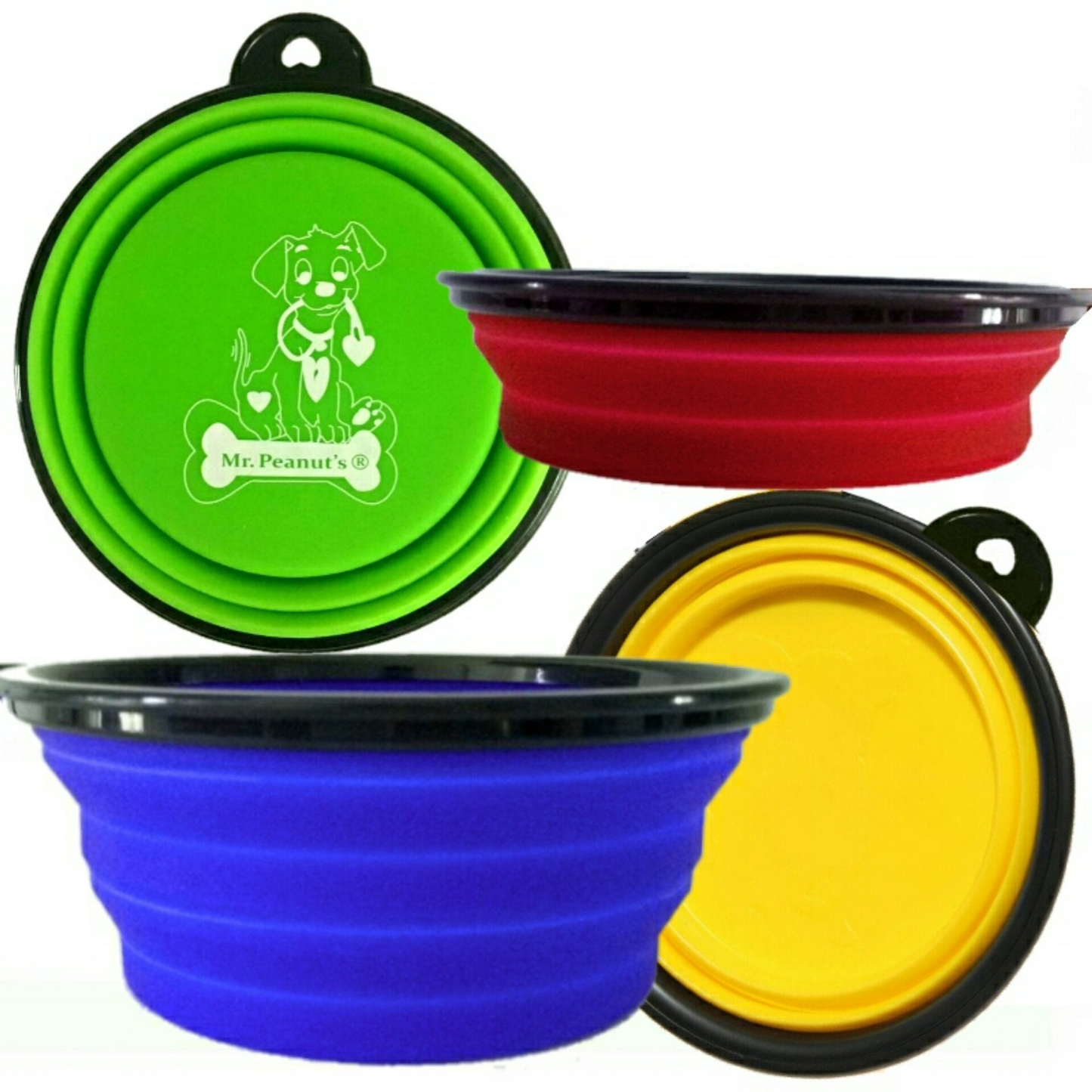 Mr. Peanut's Collapsible Silicone Travel Pet Bowls
