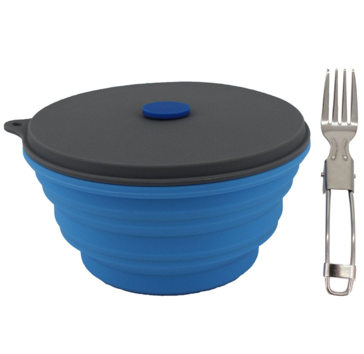 Mr. Peanut's Collapsible Silicone Camping Bowl with Lid and Fork