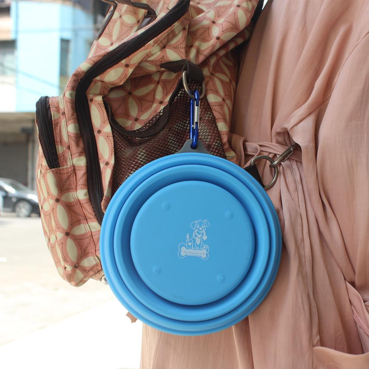 Mr. Peanut's Collapsible Silicone Camping Bowl with Lid and Fork