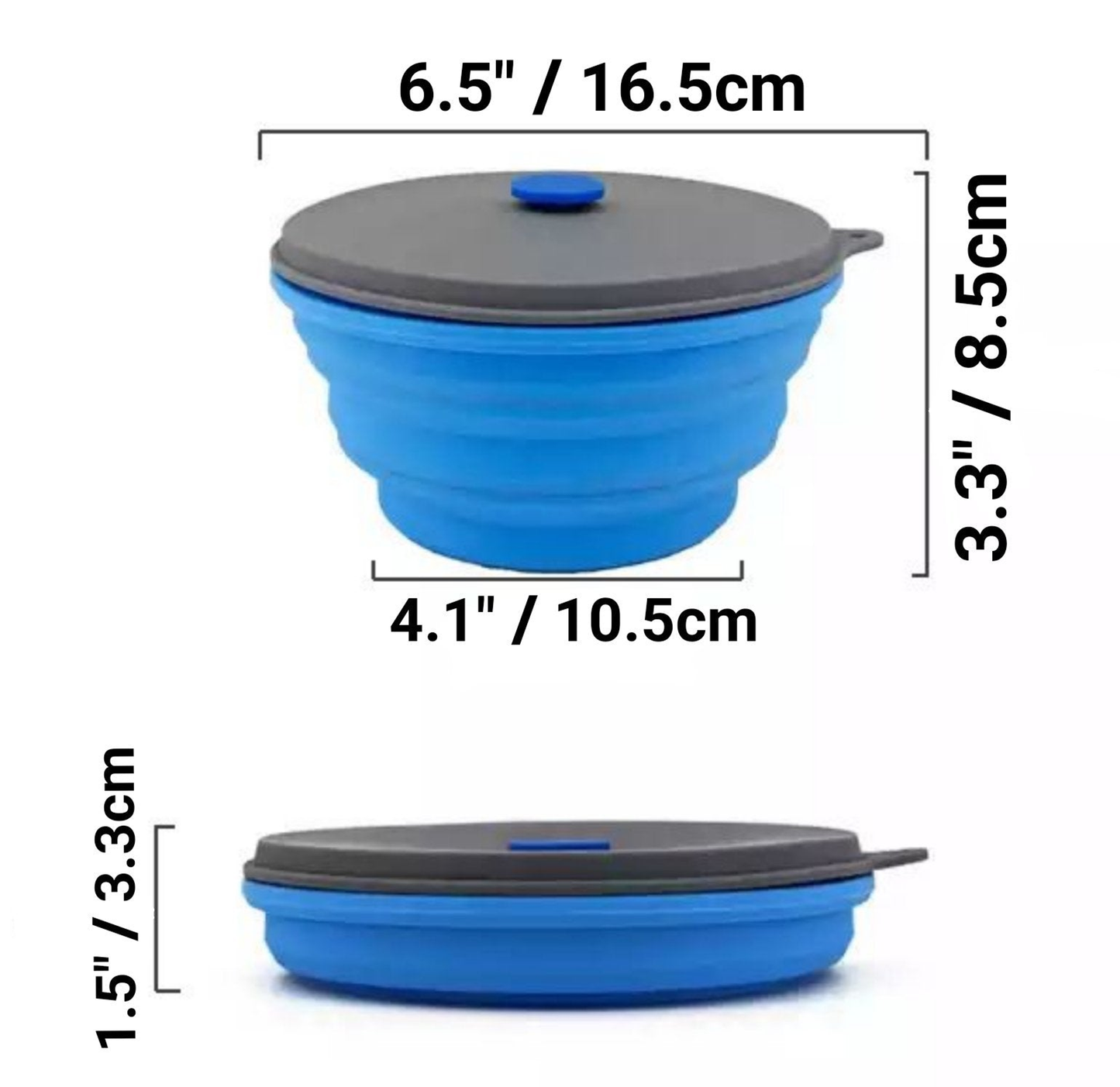 Mr. Peanut's Collapsible Silicone Camping Bowl with Lid and Fork