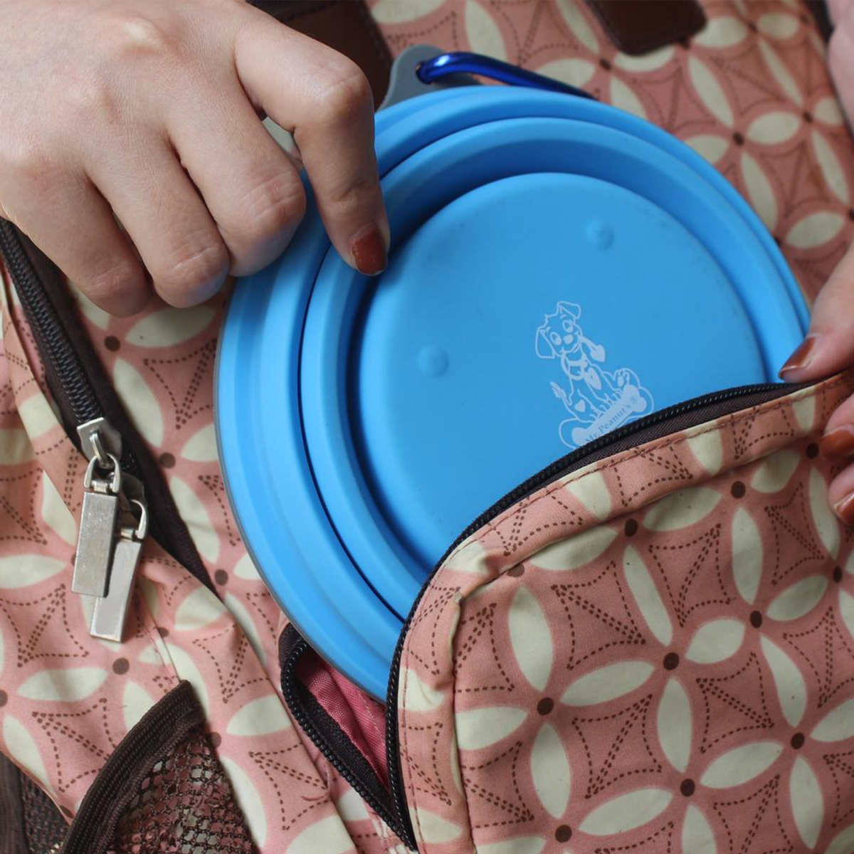 Mr. Peanut's Collapsible Silicone Camping Bowl with Lid and Fork