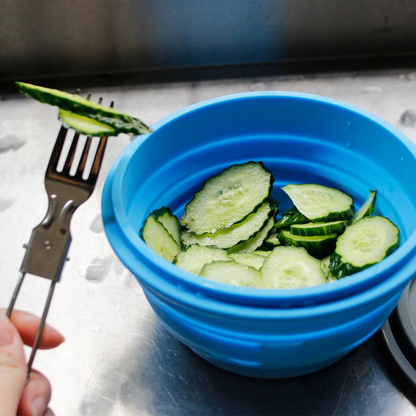 Mr. Peanut's Collapsible Silicone Camping Bowl with Lid and Fork