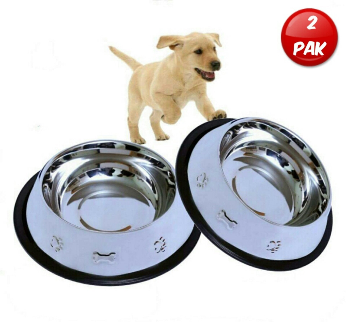 Mr. Peanut's Etched Food Grade Stainless Steel Dog Bowls