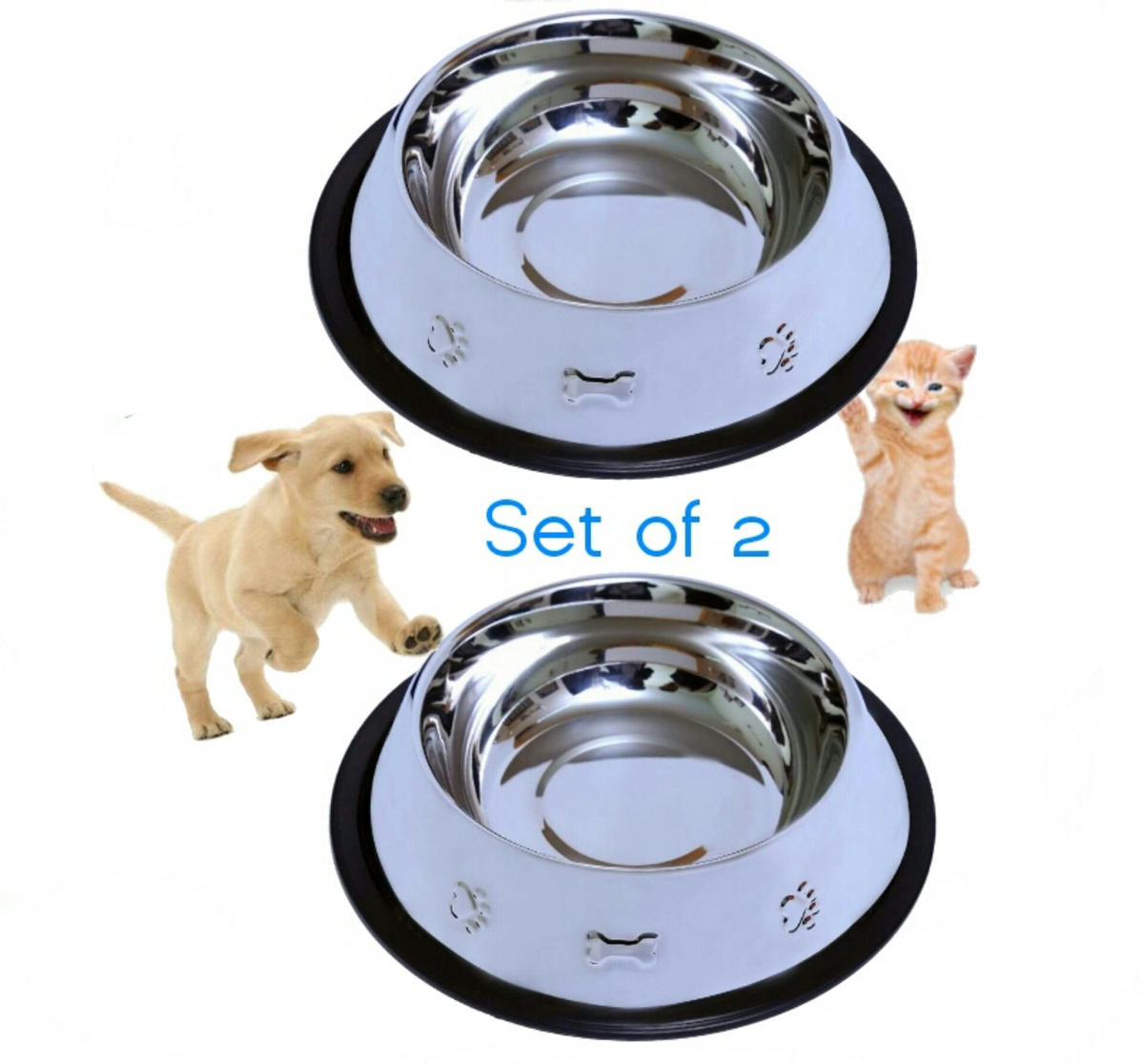 Mr. Peanut's Etched Food Grade Stainless Steel Dog Bowls