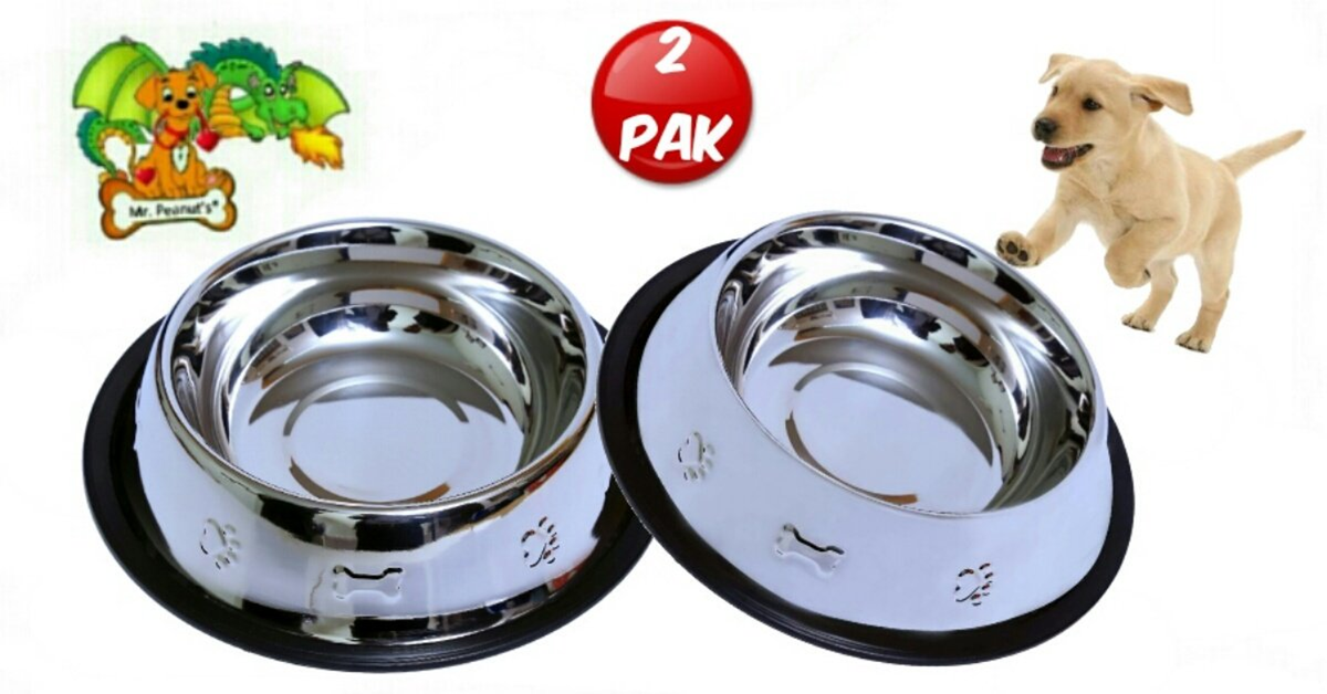 Mr. Peanut's Etched Food Grade Stainless Steel Dog Bowls