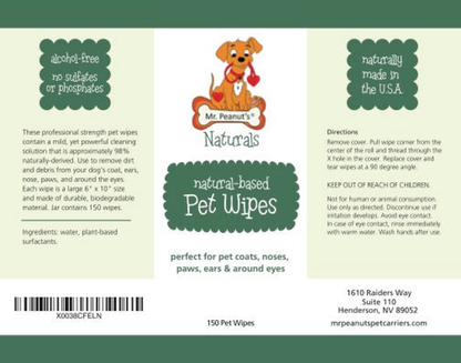 Mr. Peanut's Naturals Pet Wipes, 150 Count