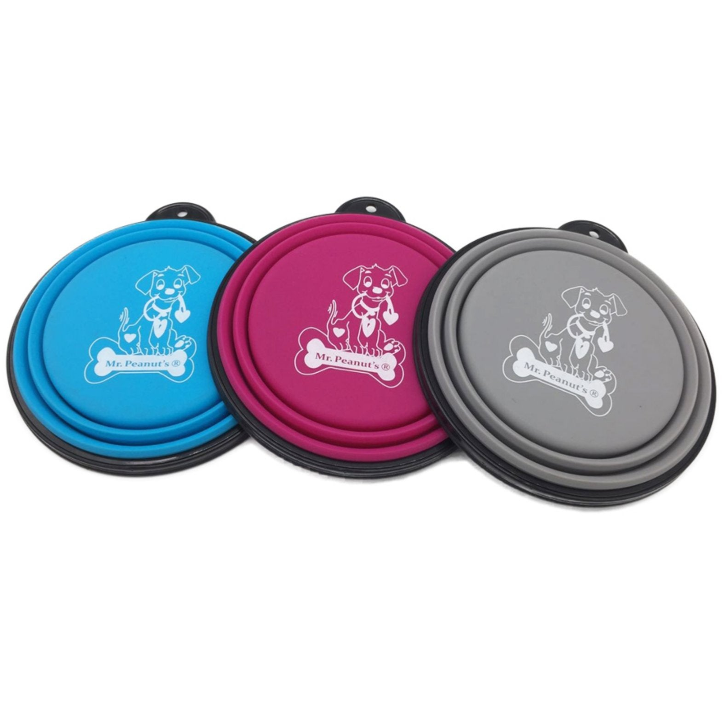 Mr. Peanut's Collapsible Silicone Bowls with Carabiner Clips, 3-Pack