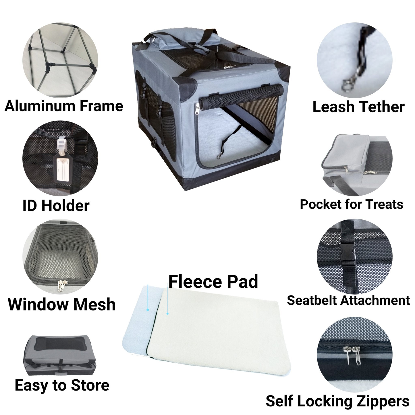 Mr. Peanut's Soft Sided Portable Pet Crate with Aluminum Frame