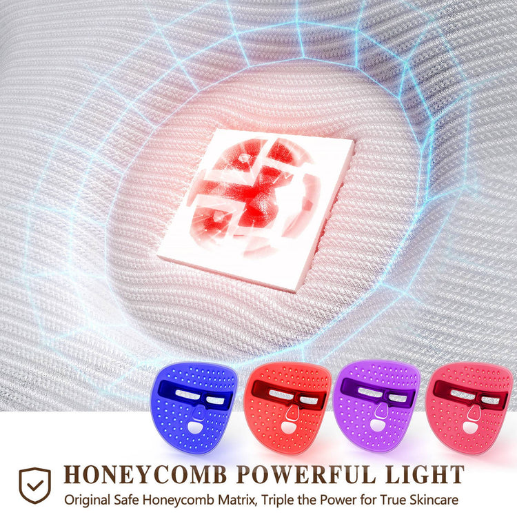 Front view of LED mask showing red light distribution pattern