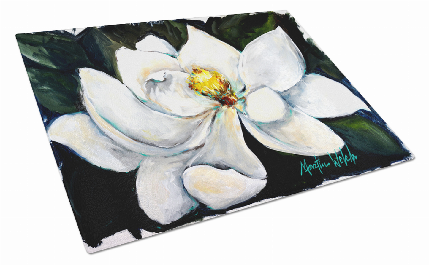 Flower Art Tempered Glass Cutting Board, Large 12 x 15