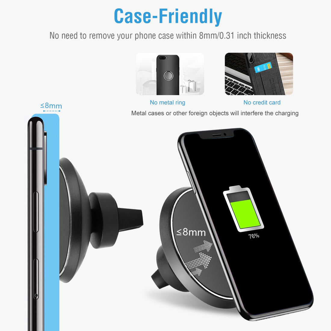 Magnetic Qi Wireless Car Charger Mount