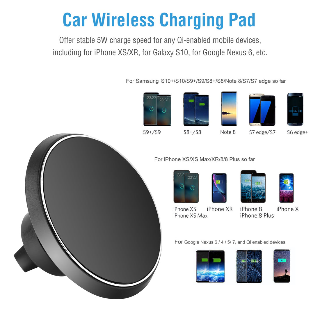 Magnetic Qi Wireless Car Charger Mount