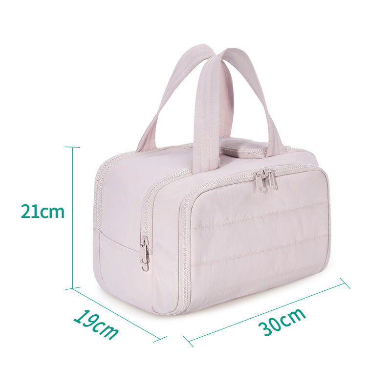 Partitioned Makeup Storage Bag with Wide Opening