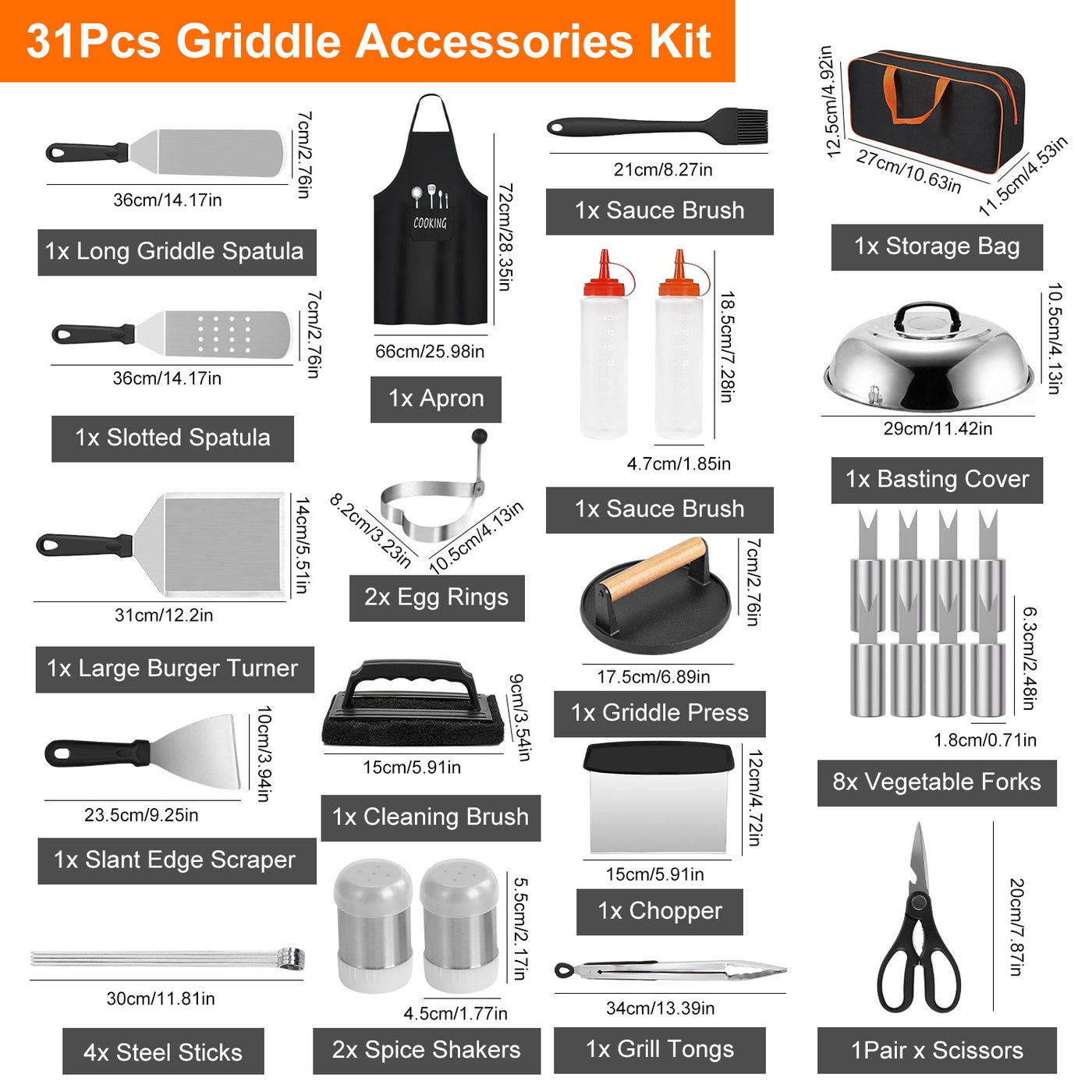 Griddle kit carry case with tools packed