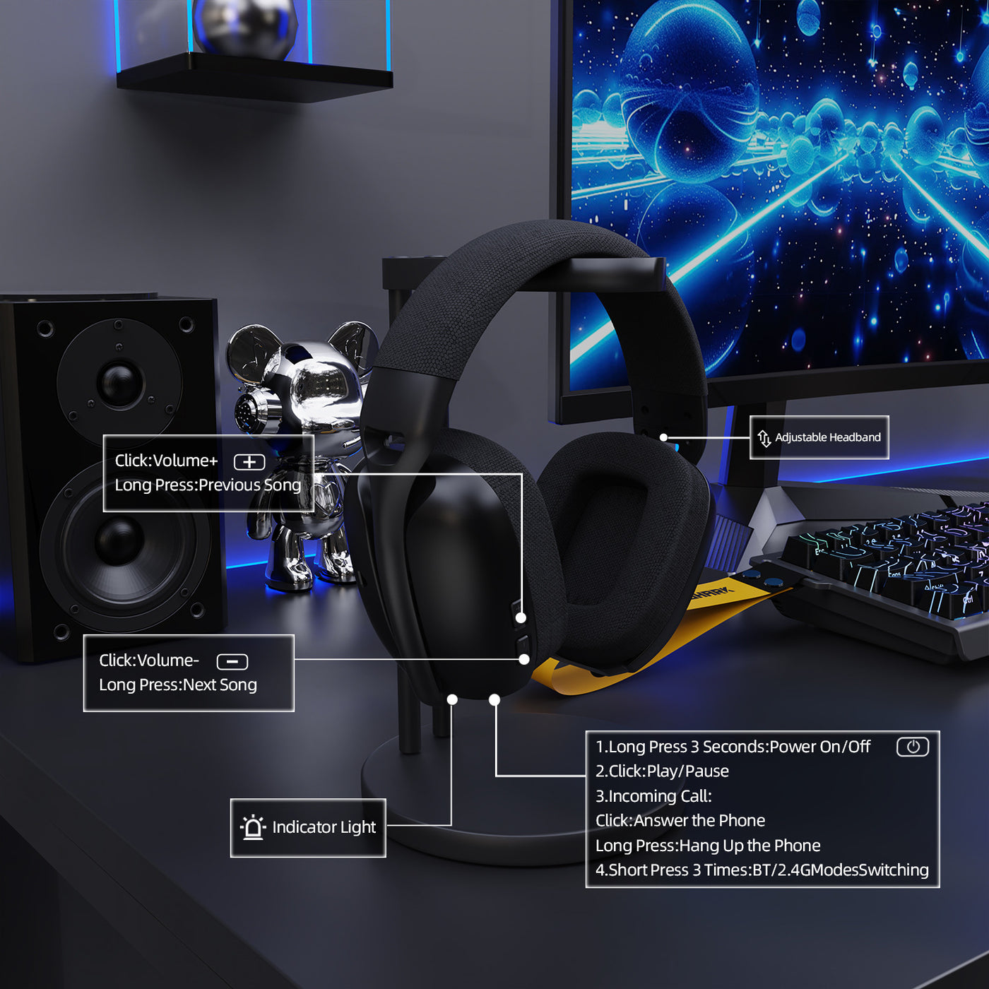 Attack Shark Triple Mode Wireless Gaming Headset