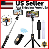 Selfie stick tripod folded into compact desktop tripod