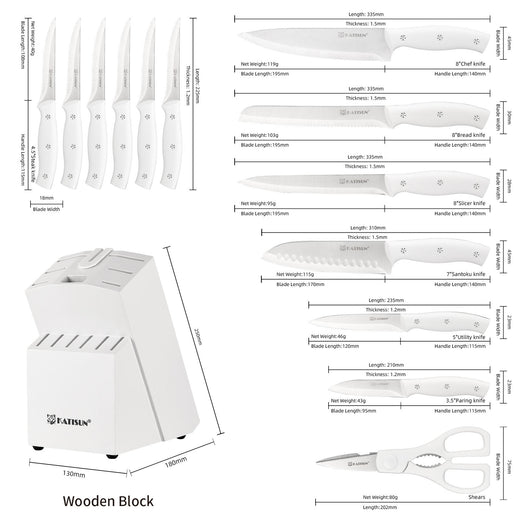 Chef knife and specialty knives from the 15-piece set