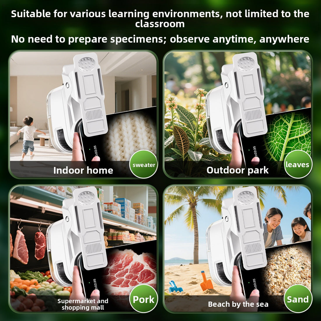 Portable Kids Microscope Science Kit with Phone Clip