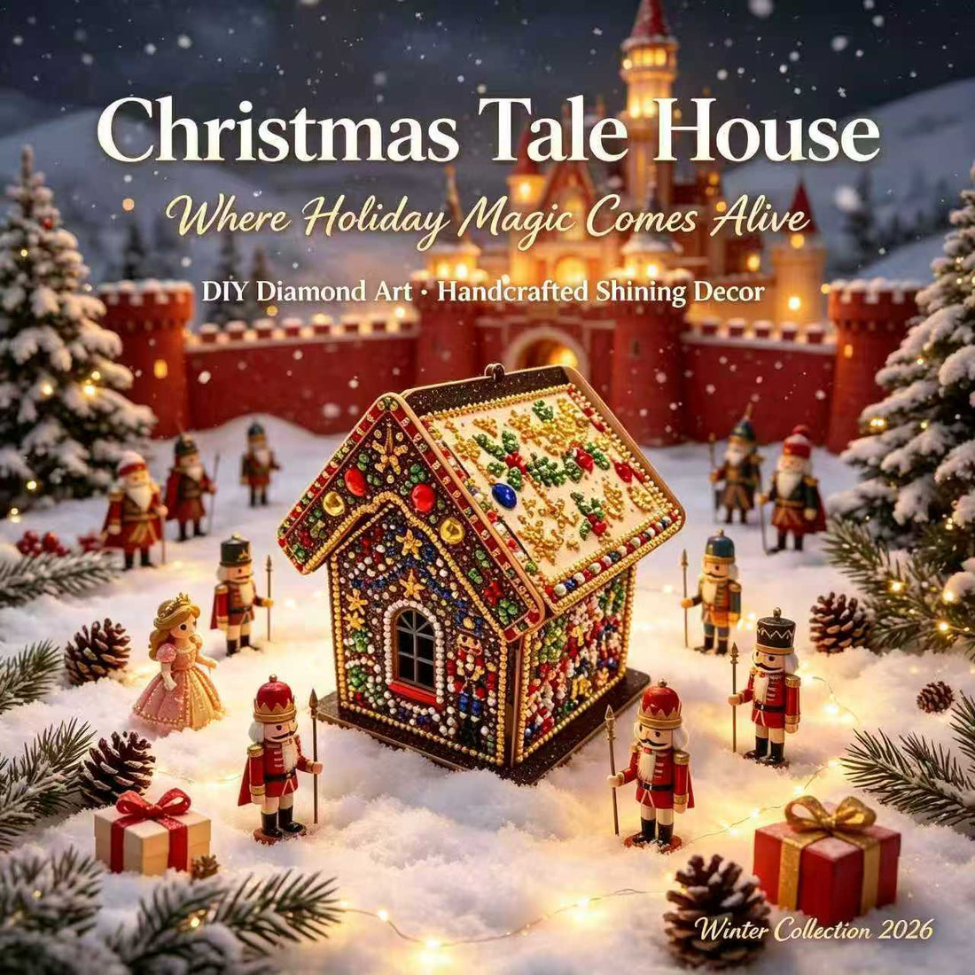 DIY Diamond Painting Kit Christmas House Rhinestone Art Hanging Ornament