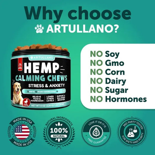 Hemp Calming Chews for Dogs Anxiety and Joint Support