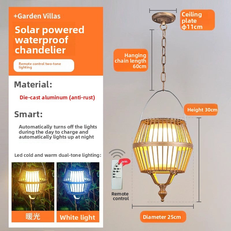 Outdoor solar-powered pendant light