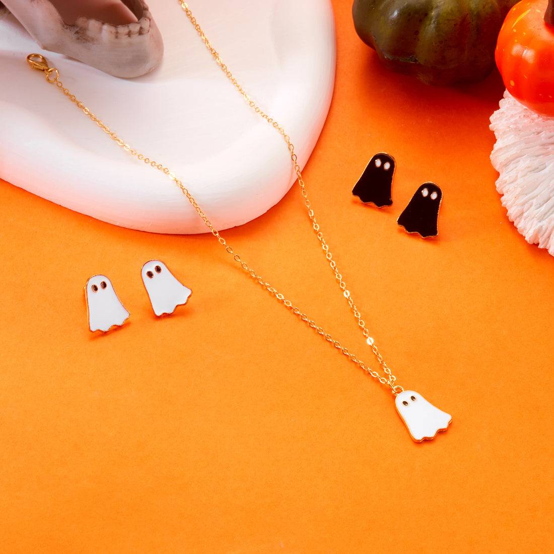 Necklace Earrings Set All-match Ghost Halloween Jewelry