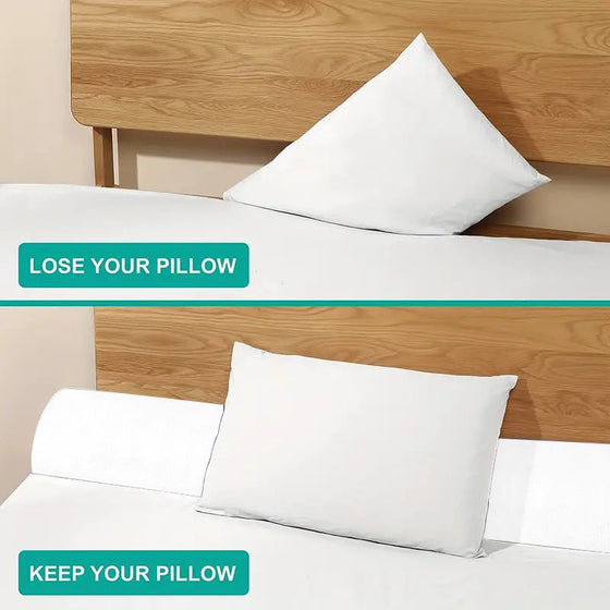 Before and after with the white gap filler keeping pillows in place